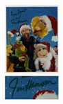 Jim Henson 8 x 10 Signed Photo From Kermit With His Muppets at Christmas