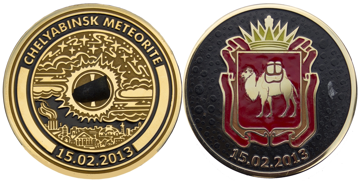 Extremely Rare Russian Meteorite Medal Given to Olympic Athletes Who Won Gold at the Sochi Games on 15 February 2014 -- Exactly One Year After the Asteroid Exploded Over Russia
