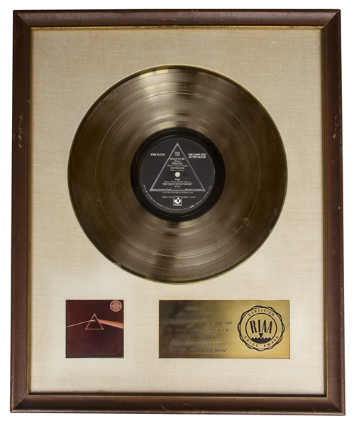 Pink Floyd RIAA Platinum Award for ''The Dark Side of the Moon'' Personally Owned by Founding Member Richard Wright -- With LOA From Franka Wright