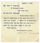 Theodore Roosevelt Letter Signed -- ...On my return from a strip of inspection of the naval militia...