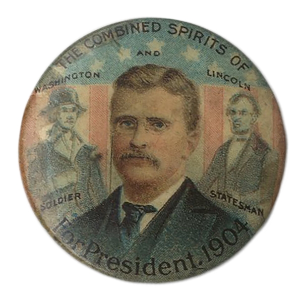Theodore Roosevelt ''Ghost'' Button From the 1904 Presidential Campaign -- Scarce