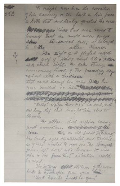 Zane Grey Handwritten Draft Page From ''Heritage of the Desert'' -- ''...The sight of it flashed into the gulf of Hare's mind...''