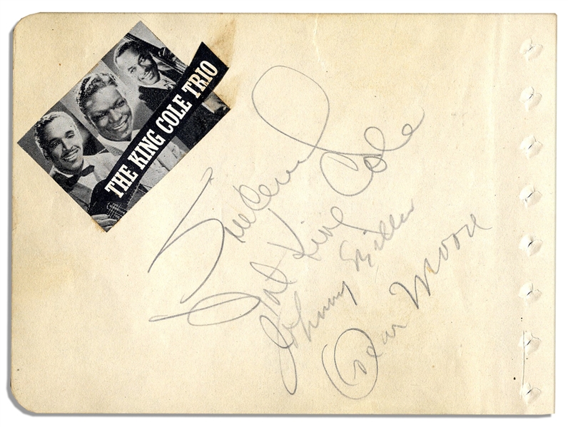 Nat King Cole Trio Autographs -- Plus Nine Additional Signatures of 1930s Jazz Legends Including Cab Calloway