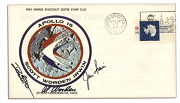 Apollo 15 Crew-Signed Astronaut Insurance Cover Issued by NASA -- Signed Al Worden, Dave Scott & Jim Irwin -- Cancelled 26 July 1971 -- 6.5 x 3.75 -- Near Fine -- With COA From Worden