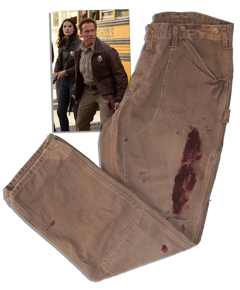 Arnold Schwarzenegger Screen-Worn Hero Jeans From ''The Last Stand'' -- ''Bloodied'' From Production