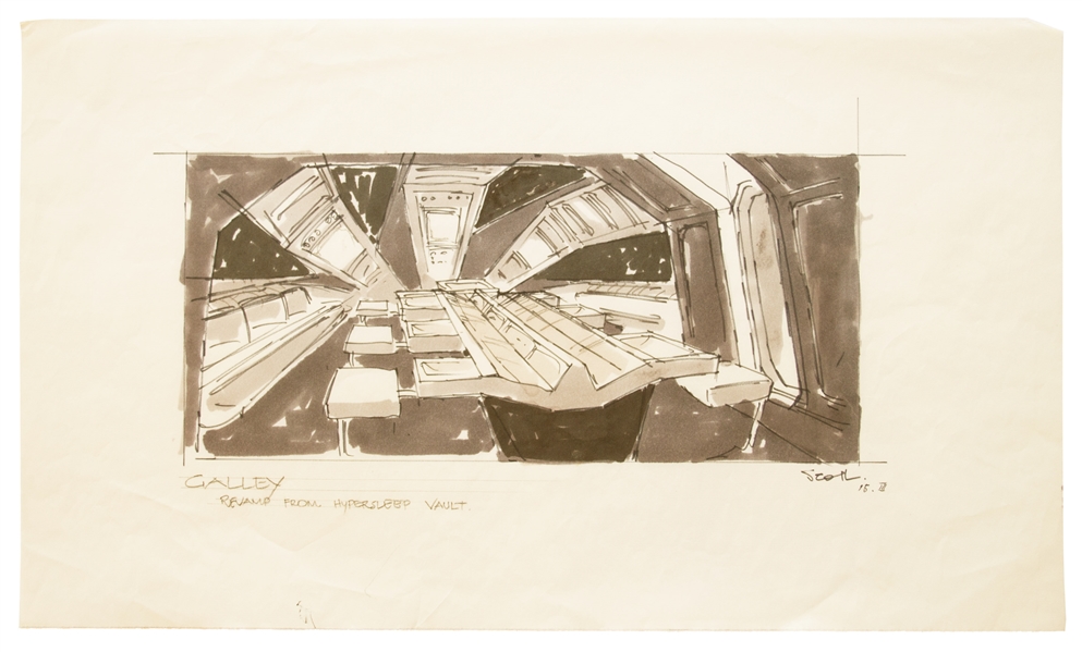 Ridley Scott Alien storyboard Fantastic Collection of Early Concept Art for ''Alien'', Done in 1977 -- From the Collection of ''Alien'' Executive Peter Beale