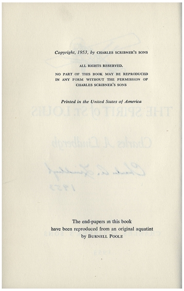 Charles Lindbergh 1953 Signed Copy of ''The Spirit of St. Louis''
