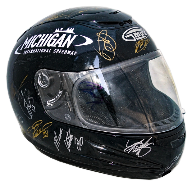 NASCAR Helmet Signed by 41 Drivers, Entire Starting Line-up at the ''Quicken Loans 400'' -- Signatures From Dale Earnhardt, Jr., Brad Keselowski, Jimmie Johnson & 38 More -- With NASCAR COA