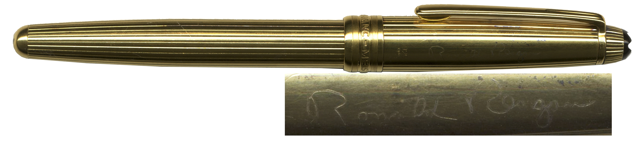 Ronald Reagan Pen Ronald Reagan Mont Blanc Meisterstuck Engraved Pen -- Personally Owned & Used by Ronald Reagan, The Great Communicator