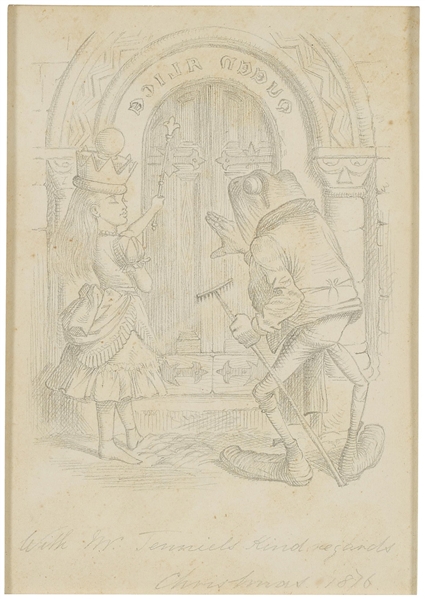 Sir John Tenniel Illustration Used in the First Edition of ''Through the Looking-Glass'' -- With a Presentation Signing by Tenniel From ''Christmas 1876''