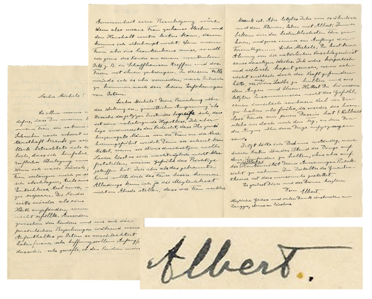 Albert Einstein Autograph Letter Signed With Previously Edited Content Regarding His First Marriage & Relationship With His Children -- ''...I would have been broken in body and soul...''