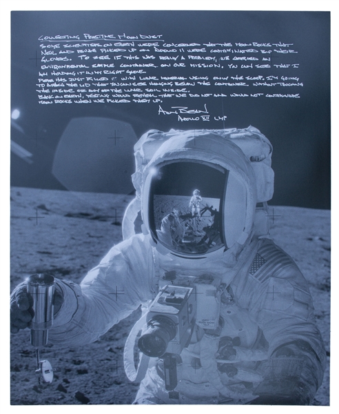 Alan Bean Painting Alan Bean 16'' x 20'' Signed Photo, With His Personal Story on How He Collected ''Pristine Moon Dust''