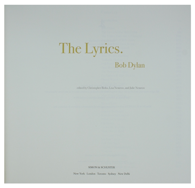 Bob Dylan Signed ''The Lyrics: Since 1962'' -- #15 of Only 50 Signed by Dylan