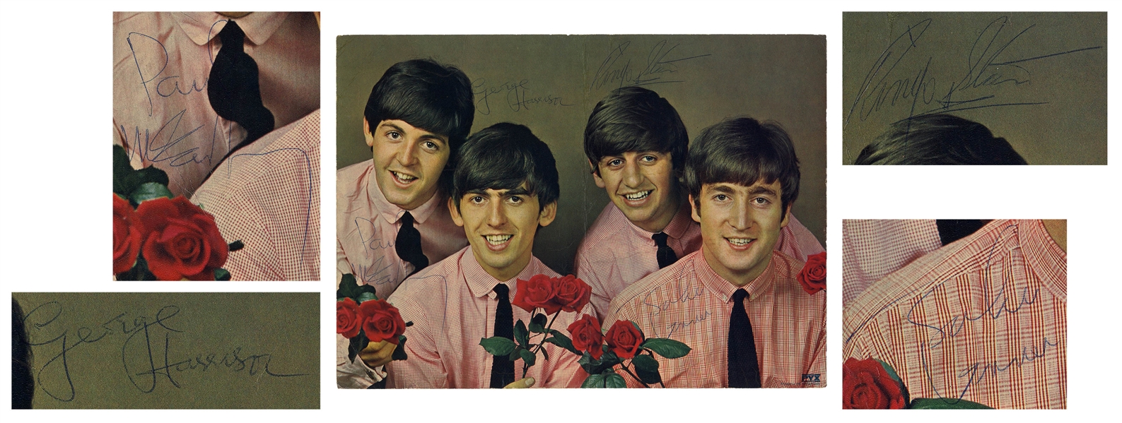 The Beatles Signed 12.25'' x 9'' Photo, Signed by Paul McCartney, John Lennon, George Harrison & Ringo Starr -- With Beckett COA for All Four Signatures