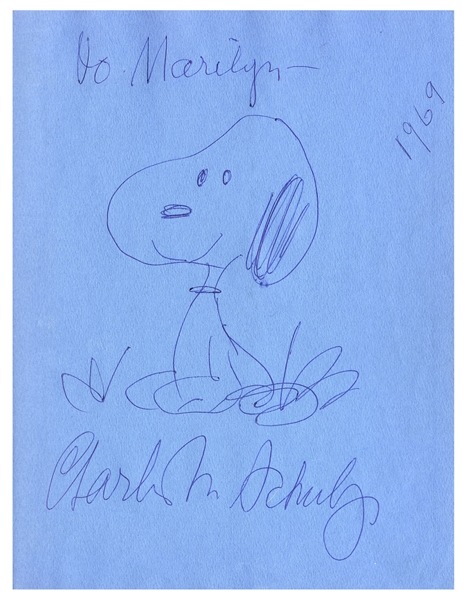 Charles Schulz Signed Drawing of Snoopy
