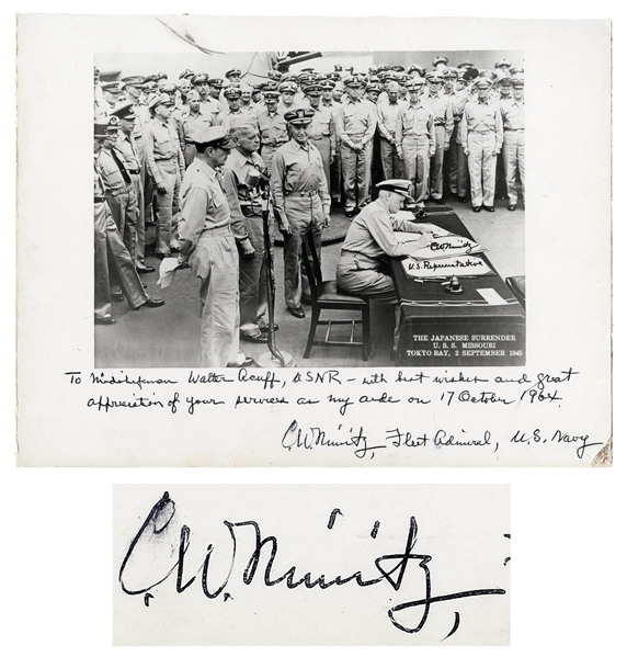Admiral Chester Nimitz 12'' x 9'' Signed Photo of the Japanese Surrender