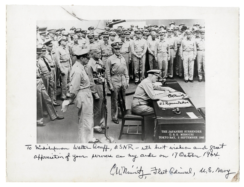 Admiral Chester Nimitz 12'' x 9'' Signed Photo of the Japanese Surrender