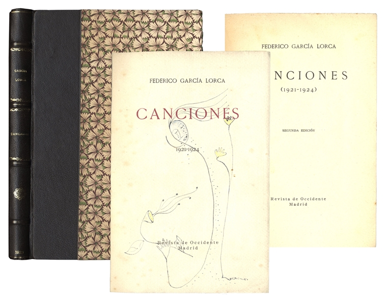 Federico Garcia Lorca Signed Drawing of His Poetry Collection ''Canciones'' -- Lorca Incorporates a Beautiful Original Drawing Into His Signature