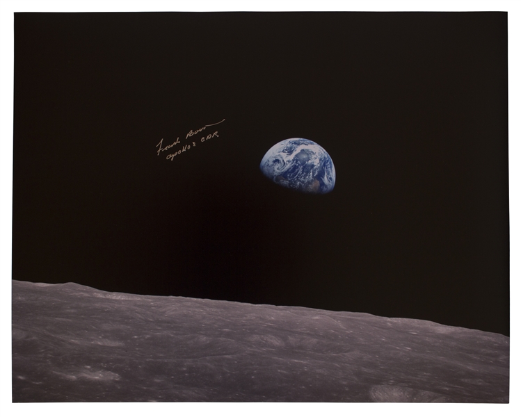 Frank Borman Signed 20'' x 16'' of the Earth, as Seen From the Moon