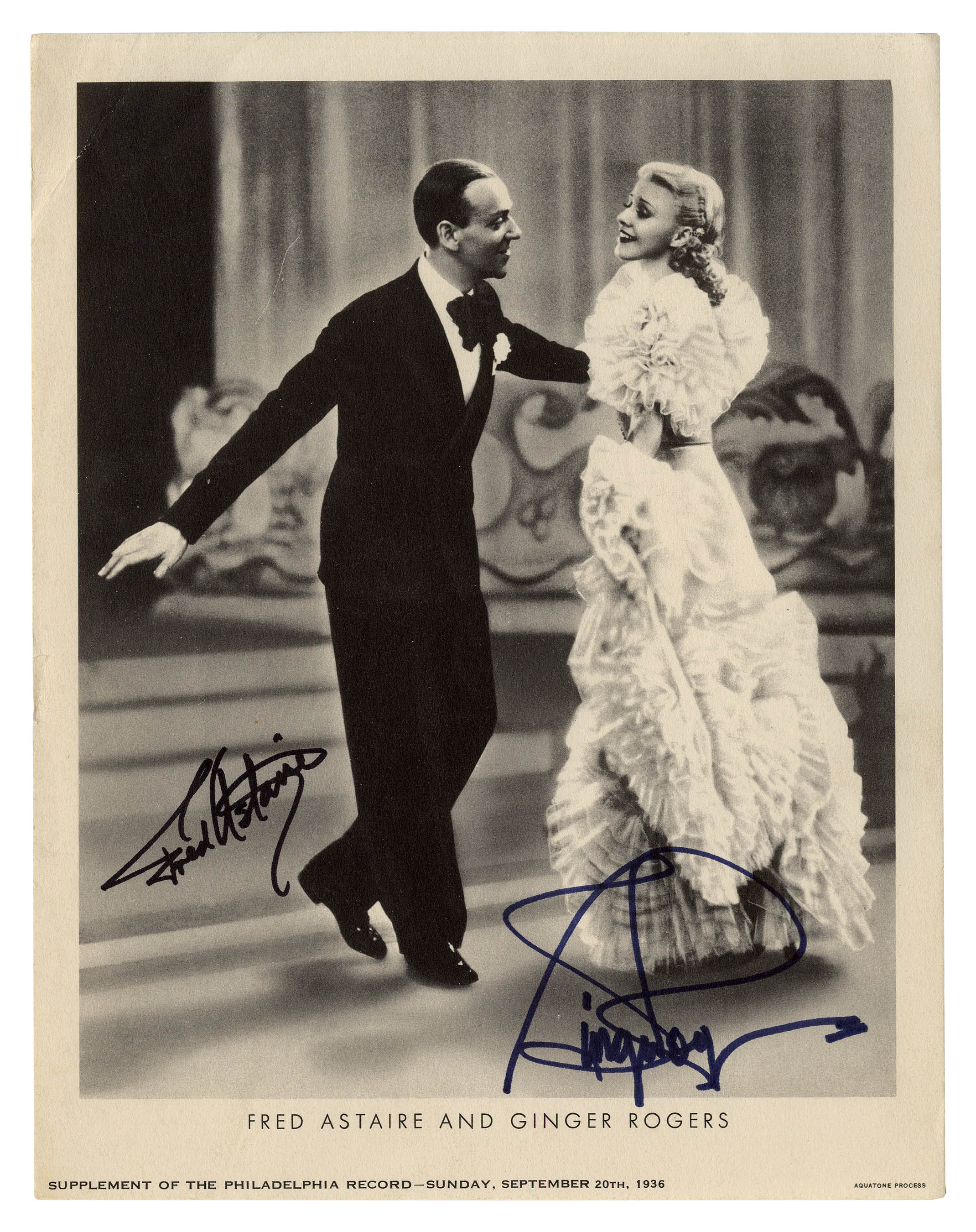 FRED ASTAIRE AND GINGER ROGERS SIGNED PHOTO PRINT AUTOGRAPH 
