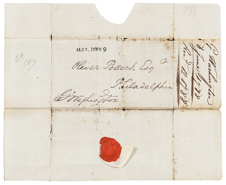 George Washington Free Franked Signature, with Envelope Addressed in Washington's Hand
