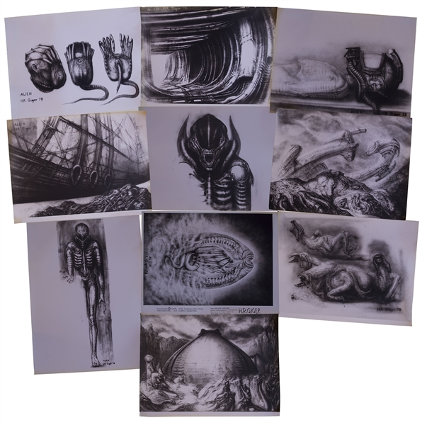 H.R. Giger ''Alien'' Artwork -- Set of 10 Photos of the Alien Creature, Space Jockey, the Derelict Spaceship