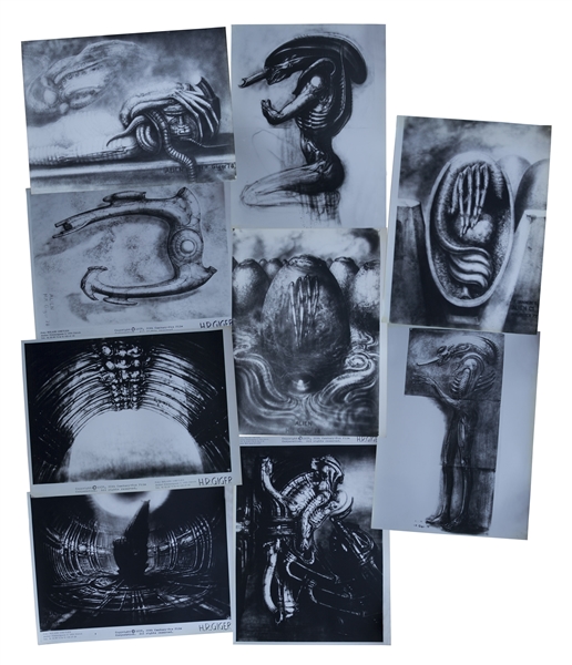 H.R. Giger ''Alien'' Artwork -- Set of 9 Photos of the Alien Creature, Space Jockey