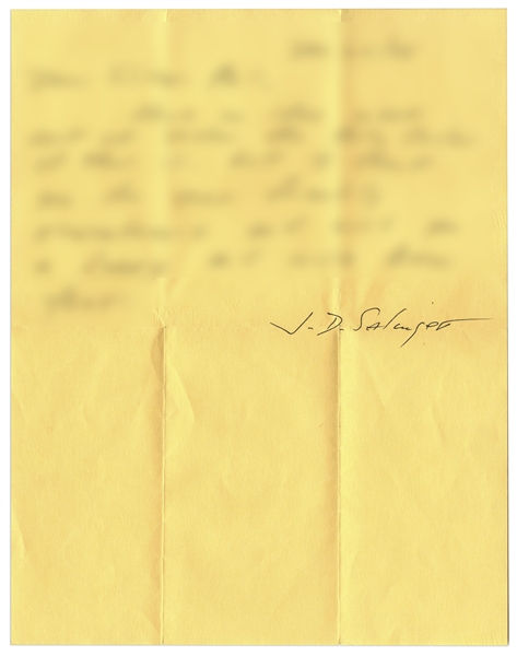 Lot of Three Letters Signed by J.D. Salinger From the 1970s, With Interesting Content on Priests, Zealots, Religiosity & Even Carl Jung -- ''...all are connected, and rumored, even to be One...''