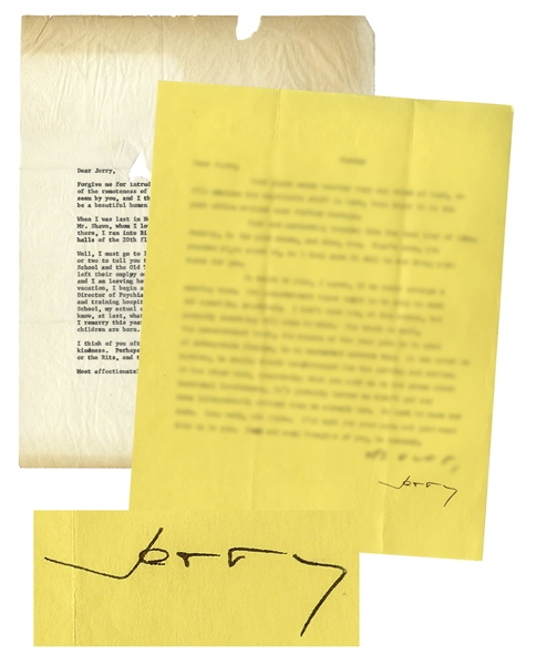 J.D. Salinger Letter Signed -- ''...considering what you told me on the phone about emotional involvement, it's probably better we didn't get any more idiosyncratic notions...''