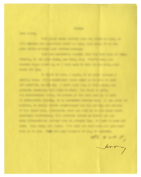 J.D. Salinger Letter Signed -- ''...considering what you told me on the phone about emotional involvement, it's probably better we didn't get any more idiosyncratic notions...''