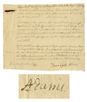 John Adams Family Document -- Regarding Debts Due From the Estate of Elihu Adams, John Adams Brother