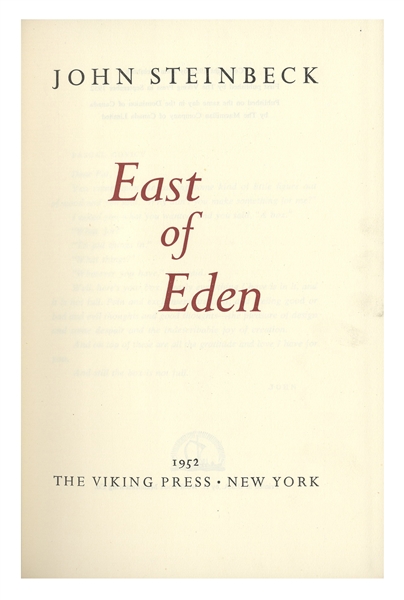 John Steinbeck Signed ''East of Eden'' First Limited Edition in Original Slipcase -- Near Fine