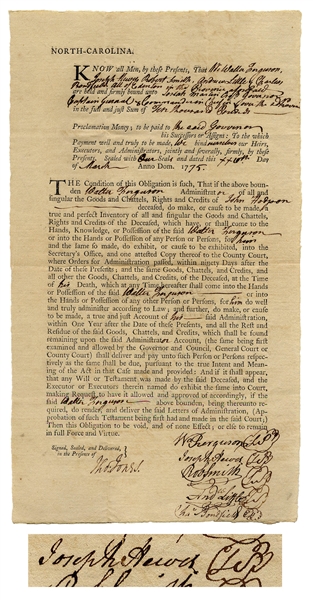One of the Rarest Declaration of Independence Signers, Joseph Hewes Document Signed