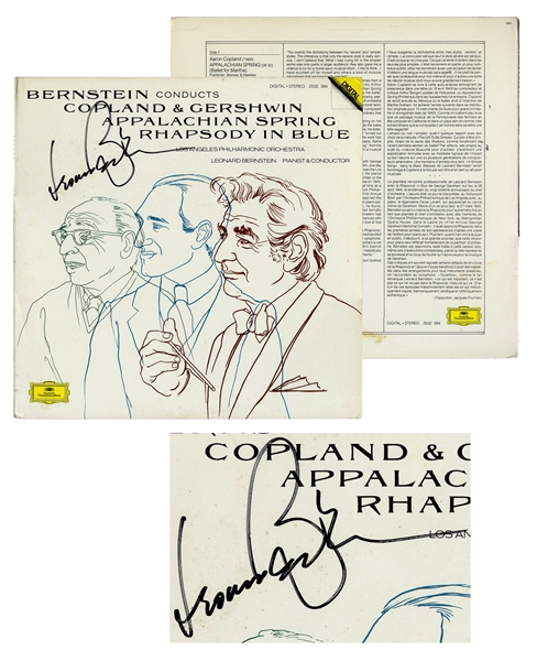 Leonard Bernstein Signed Album, ''Bernstein Conducts Copland & Gershwin'' -- Featuring ''Appalachian Spring'' and ''Rhapsody in Blue''