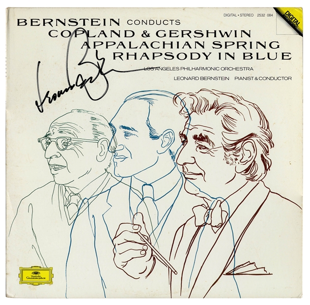 Leonard Bernstein Signed Album, ''Bernstein Conducts Copland & Gershwin'' -- Featuring ''Appalachian Spring'' and ''Rhapsody in Blue''