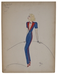 Sketch of Jean Harlow by the Famed MGM Costume Designer Dolly Tree
