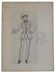 Oscar Winning Costume Designer, Arlington Valles Original Sketch for The Gorgeous Hussy 1936 MGM Film