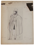 Oscar Winning Costume Designer, Arlington Valles Original Sketch for The Gorgeous Hussy 1936 MGM Film