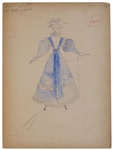 Adrian Greenberg Costume Sketch for The Gorgeous Hussy -- Adrian Would Famously Design the Ruby Slippers for The Wizard of Oz