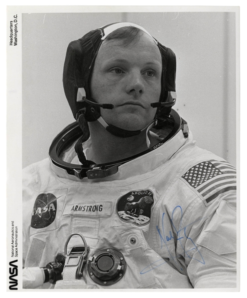 Neil Armstrong Signed 8'' x 10'' Photo -- Candid Photo of Armstrong in His White Spacesuit on Apollo 11 Launch Day -- With Steve Zarelli COA