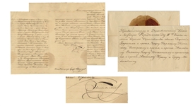Tsar Nicholas I Document Signed -- Large Document Measures 17.25 x 14