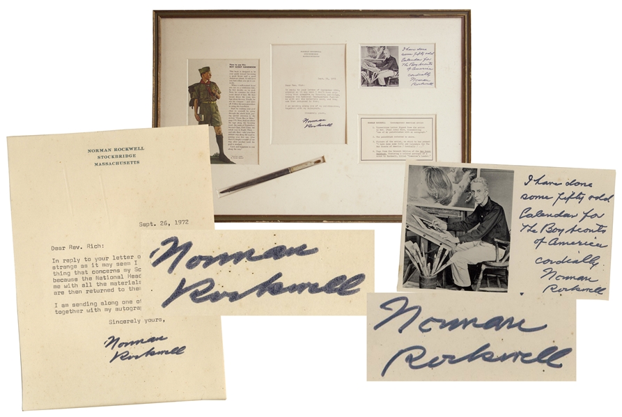 Norman Rockwell Personally Used Paintbrush -- With Letter Signed by Rockwell, Gifting the Paintbrush