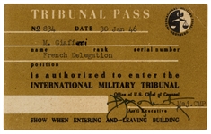 Nuremberg Trial Pass -- Issued in January 1946 for the International Military Tribunal Trial That Prosecuted the 24 Most Notorious Nazis