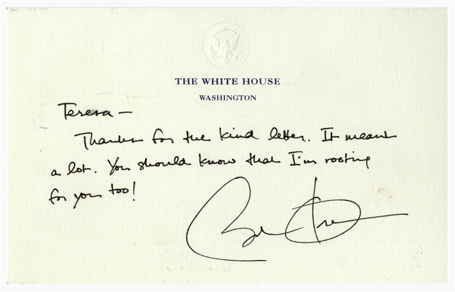Barack Obama Autograph Letter Signed as President -- ''...I'm rooting for you too!...'' -- Also With Barack Obama Signed 10'' x 8'' Photo