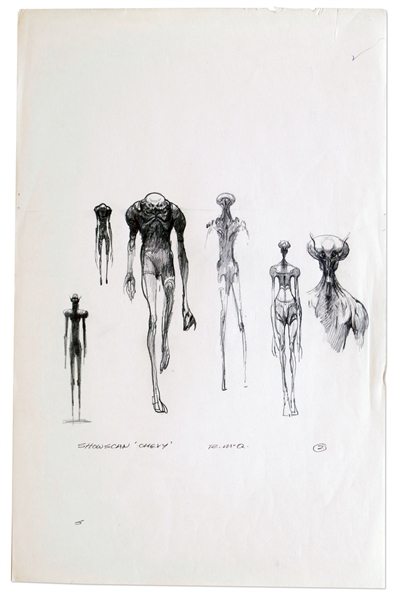 Alien Concept Original Drawings by Famed Artist Ralph McQuarrie -- 52 Sheets With Dozens of Drawings