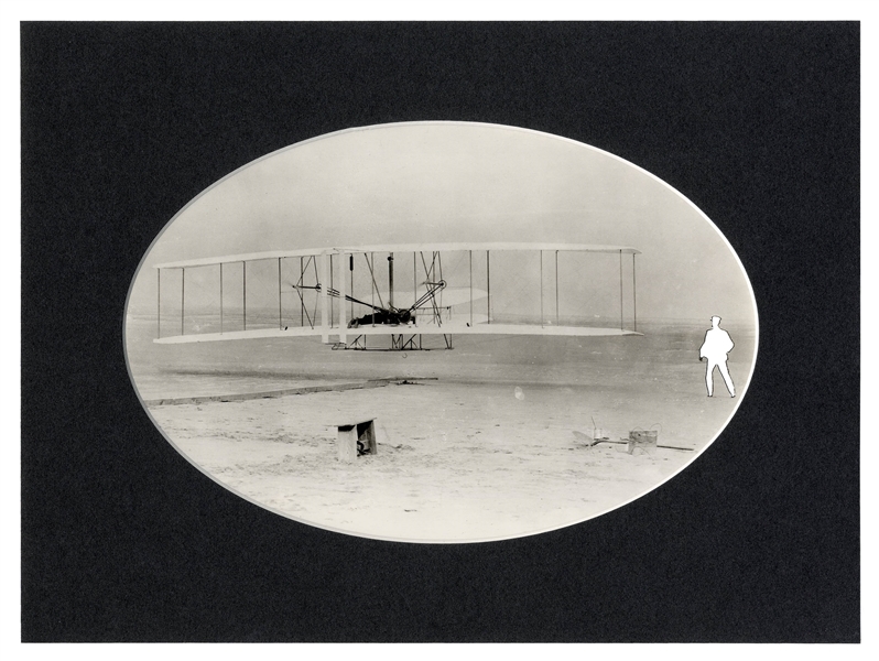 Orville Wright Signed Photo -- Beautiful Matte Photo Measures 10.75'' x 13.75'' -- With Accompanying Photograph of the Kitty Hawk Taking Flight