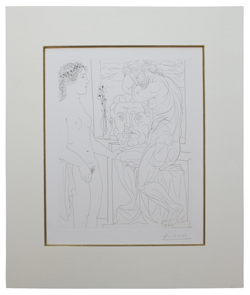 Pablo Picasso Signed ''Modèle nu et Sculptures'' Etching -- From the Desirable Vollard Suite of Etchings
