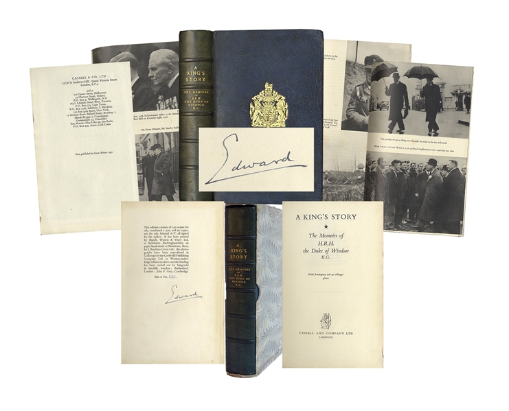 Gorgeous Limited Edition of ''A King's Story'' Signed by Edward, Duke of Windsor -- ''...I have found it impossible to carry the heavy burden...''