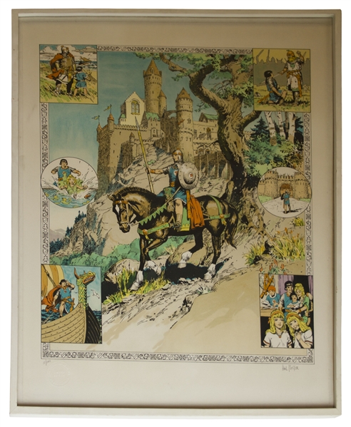 ''Prince Valiant'' Limited Edition Color Lithograph Signed by Hal Foster -- Along With Typed Letter Describing the Origins of Prince Valiant