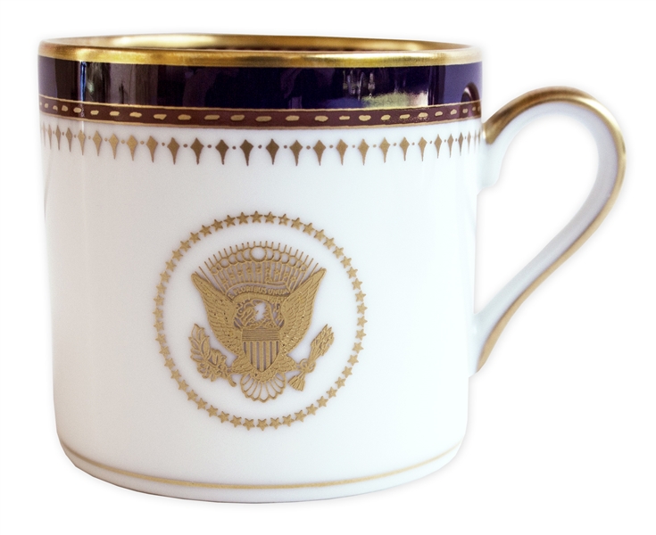 Ronald Reagan Presidential China Cup & Saucer -- Beautiful Design in Navy and Gilt